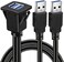كابل تمديد BATIGE ثنائي المنافذ مربع الشكل USB 3.0 مثبت على لوحة القيادة مع مشبك للسيارة والشاحنة والقارب والدراجة النارية - 3 أقدام