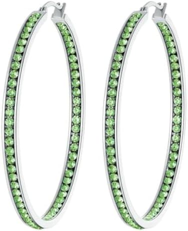 'CiNily Mult-colors Crystal Stainless Steel Hoop Earring for Women Hypoallergenic Jewelry for Sensitive Ears Large Big Hoop Earrings 2'''