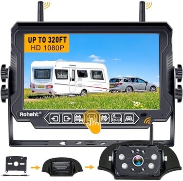 Rohent DohonesBest Digital Wireless Backup Camera High-Speed Observation System with 7in HD Monitor IP69K Waterproof Night Vision