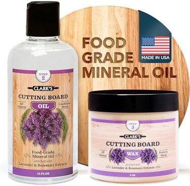 CLARK's Chopping Board OilWax (2 Bottle Set- Includes Oil (355mlFinish Wax (177ml- LavenderRosemary Scent