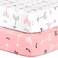 BROLEX Stretchy Fitted Crib Sheets Set-Brolex 2 Pack Portable Crib Mattress Topper For Baby Girls Boys,Ultra Soft Jersey,Full Standard,PinkWhite Arrow