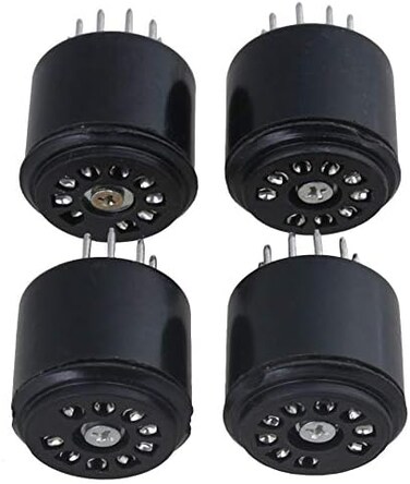 Yibuy 2.7x2.27cm Black Bakelite 9-pin Tube Socket 12AX7 Audio Tube Amplifier Vacuum Tube Base Pack of 4