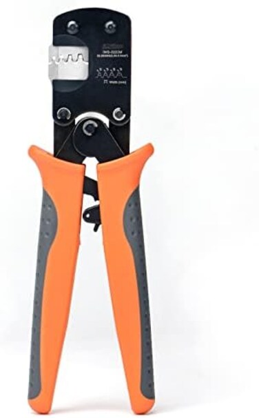 أداة تجعيد دبابيس الموصلات الدقيقة IWISS IWS-3220M، بمقاس 0.03-0.52 مم²، وقياس 32-20AWG، مزودة بآلية تجعيد مسننة، متوافقة مع موصلات D-Sub وOpen Barrel، وMolex، وJST، وJAE، وTYCO-E.