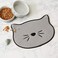 Bone Dry Embroidered Microfiber Cat Shape Pet FoodWater Placemat-Gray