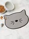 Bone Dry Embroidered Microfiber Cat Shape Pet FoodWater Placemat-Gray