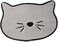 Bone Dry Embroidered Microfiber Cat Shape Pet FoodWater Placemat-Gray