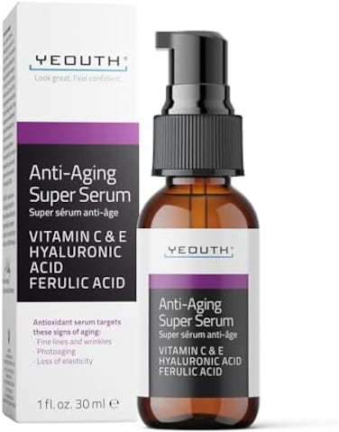 Yeouth Anti, Aging Super Serum, Ferulic Acid, Hyaluronic Acid, Vitamin CE,1 Fl Oz (Pack Of 1