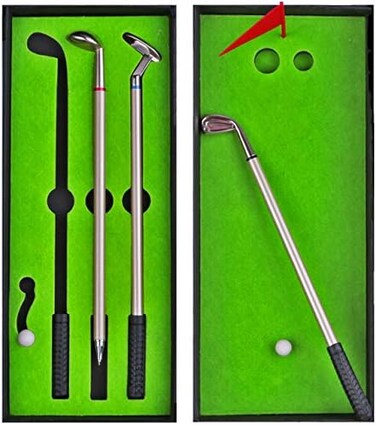 NALAKUVARA Mini Desktop Golf Ball Pen Set with Putting Flag (Green