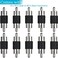 Warmstor 10 Pack Nickel Plated Audio Video RCA Male to Male Adapter Coupler Converter