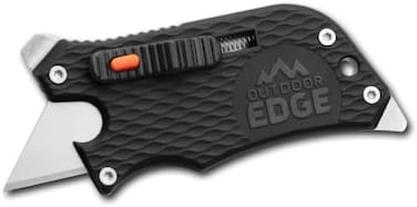 سكين متعدد الاستخدامات من Outdoor Edge Slidewinder، قاطع صناديق، مفك براغي، فتاحة زجاجات، أداة متعددة (أسود)