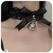 fxmimior Lace Choker See-through Bell Pendant Necklace Women Accessories (black