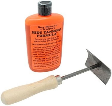 Cumberlands Deer Hunter'sTrapper's HideFur Tanning Formula and Fleshing Tool Set ... (1