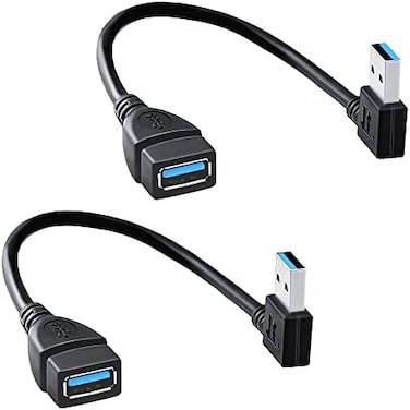 Oxsubor SuperSpeed USB 3.0 Male to Female Extension Data Cable Left and Right Angle 2PCS (20CM,8IN