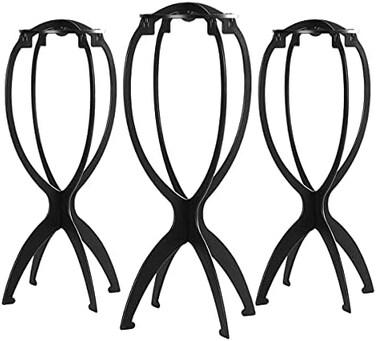 Dreamlover 3 Pack Short Wig Stands for Wigs, 14.2 Inches Portable Collapsible Wig Dryer, Durable Wig Holder, Travel Wig Stands (Black