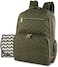 FISHER-PRICE BABY Baby Essentials Fisher-Price Signature Morgan Quilted Backpack Diaper Bag with Changing Pad, Stroller Clips, Laptop Compartment (Olive