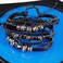 MILAKOO 8Pcs BlackBrown Braided Leather Bracelet for Men Women Cuff Beaded Bracelet Adjustable Multicolor