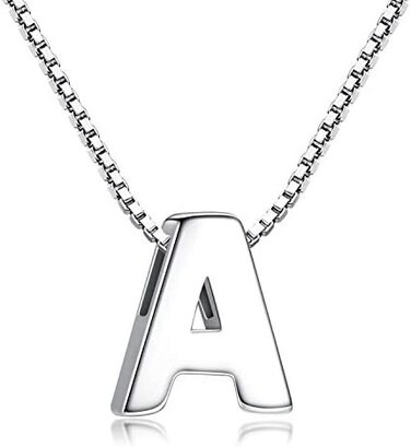 CANDYFANCY Initial Necklace 925 Sterling Silver Letter Pendant Personalized 26 Alphabet Necklace for Women Men A-Z