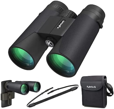 Kylietech 12X42 Binoculars with Phone Adapter Professional HD Compact Waterproof and Fogproof Telescope Sports-BAK4 Prism FMC Lens for Bird Watching Hiking Stargazing Hunting Concert with Carrying Bag