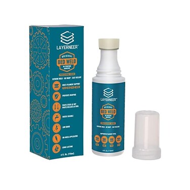 LAYERNEER 3D Printer Adhesive Glue , Bed Weld Original, Strong Grip Reduces Warping for ABS, PLA, and PETG Filament on Heated Build Plates, 4 oz.