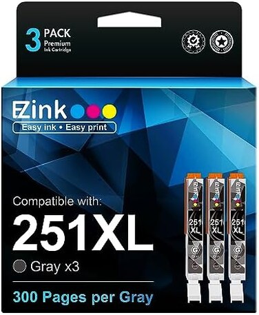 E-Z Ink Compatible Ink Cartridge Replacement for Canon CLI-251XL CLI 251 XL to use with PIXMA MG6320 MG7120 MG7520 IP8720 (Gray3 Pack