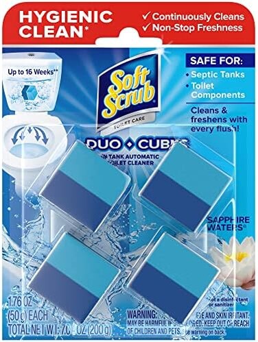 Soft Scrub In-Tank Toilet Cleaner Duo-Cubes, Sapphire Waters, 4 Count
