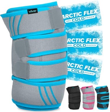Vive Knee Ice Pack Wrap Cold Hot Gel Compression Brace Heat Support Strap For Arthritis Pain Tendonitis Acl Athletic Injury Osteoarthritis Running Iscus And Patella Surgery One Size Gray
