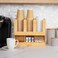 Mind Reader 6 Compartment Bamboo Upright Coffee Breakroom Condiment And Cup Storage Organizer, Brown