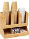 Mind Reader 6 Compartment Bamboo Upright Coffee Breakroom Condiment And Cup Storage Organizer, Brown