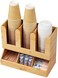 Mind Reader 6 Compartment Bamboo Upright Coffee Breakroom Condiment And Cup Storage Organizer, Brown