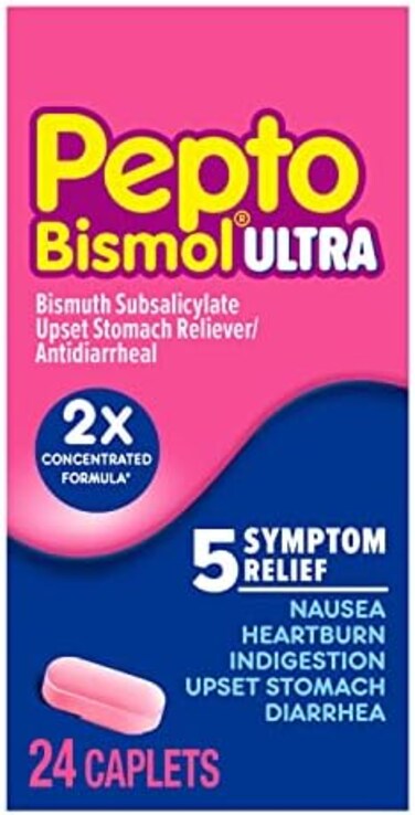 Pepto Bismol Ultra For Nausea Heartburn Indigestion Upset Stomach And Diarrhea Relief,24 Caplets