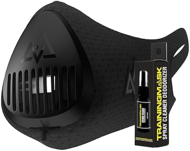 TRAININGMASK Training Mask - Workout Training Mask 3.0, Breathable Cardio Training Mask for Running, Cycling, and Exercise, Black Mask