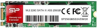 محرك أقراص الحالة الصلبة الداخلي Silicon Power 256GB A55 M.2 SSD (ذاكرة تخزين مؤقتة SLC لتعزيز السرعة) SATA III 2280 (SU256GBSS3A55M28AB)