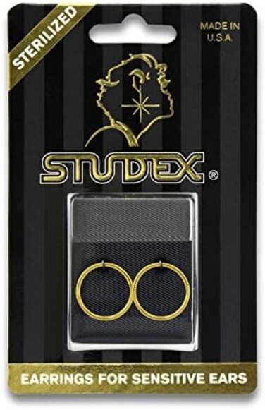 STUDEX Sensitive Gold Plated Silver 1/2" Smooth Hinged HoopHypoallergenic and Nickel Free for Sensitive EarsHoop Earrings for Adults-PR-852-S