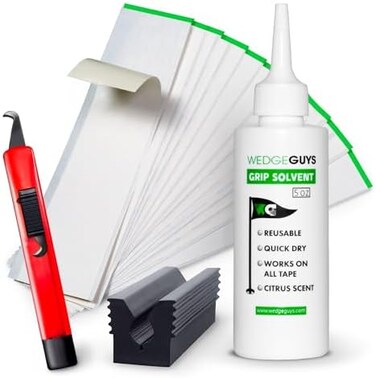 Wedge Guys Golf Grip Kits for Regripping Golf Clubs - Professional Quality - Options Include Hook Blade, 15 or 30 Tape Strips, 5 or 8 oz Solvent, Grip Tape Remover, Bench ViseRubber Clamp