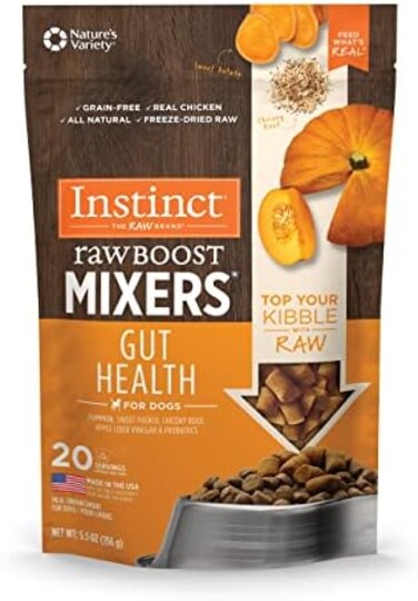 Instinct Freeze Dried Raw Boost Mixers Grain Free Gut Health Grain Free All Natural Dog Food Topper, 5.5 Ounce (Pack of 1