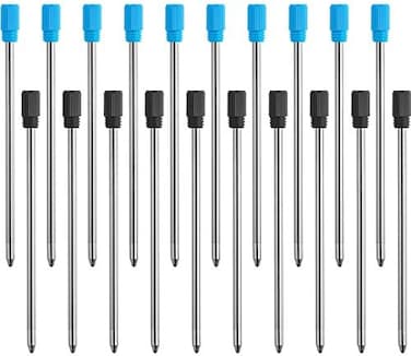 TecUnite 20 Pieces 2.75 Inch Ballpoint Pen Refills for Diamond Crystal Stylus Pens with Black Velvet Bag Supplies(Black and Blue Refill