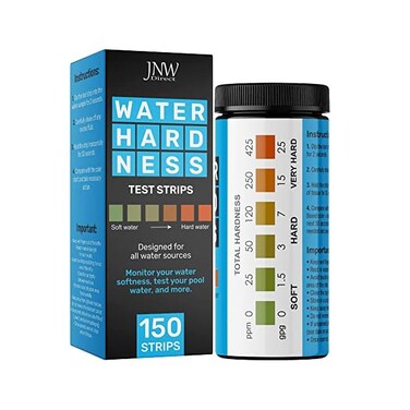 مجموعة اختبار صلابة الماء من JNW Direct - شرائط اختبار سريعة ودقيقة لصلابة الماء - مجموعة اختبار الماء العسر مع كتاب إلكتروني - مجموعة الاختبار الأمثل لصلابة الماء - 150 شريط اختبار لتليين الماء من