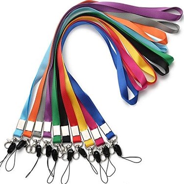 YOUOWO Lanyard Neck Office Nylon Woven Lanyards for id Holder 10 Colors Straps ID Badges Holders Key Kids ID Name Badge,Keys,Cell Phone USB Stick Whistles Grey Purple,Black Blue Green Orange Lanyard S