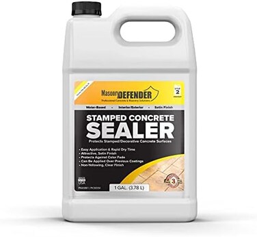 MasonryDefender Stamped Concrete Sealer, 1 Gal - Clear, Water-Based, Semi-Gloss Sealer for Decorative Concrete Surfaces