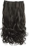 REECHO 14" Short Length 1-Pack 3/4 Full Head Curly Wavy Clips in on Synthetic Hair Extensions Hairpieces for Women 5 Clips 3.6 Oz per Piece - Black Brown