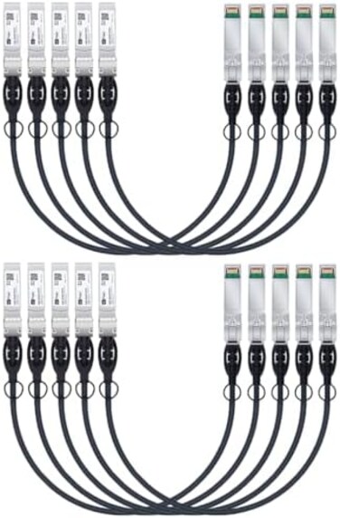 H!Fiber H!Fiber SFPCable, 10G SFPDAC, 0.5m (0.5mPassive Direct Connect Copper Twinax Cable for Cisco SFP-H10GB-CU0.5M, Ubiquiti UniFi UC-DAC-SFP, Meraki, Mikrotik, Intel, Fortinet, Netgear,