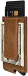 Dinghao RFID Blocking Slim Money Clip Aluminum Wallet Automatic Pop-up Card Case (Texas Brown