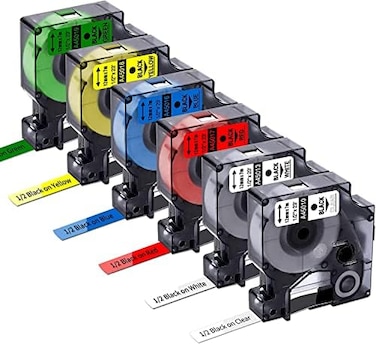 Freshworld Compatible Dymo D1 Labels Tape 1/2 Inch x 23 Ft
