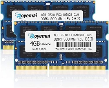 D DUOMEIQI PC3-10600 DDR3 1333 8GB Kit (2x4GBRAM PC3 10600S 1333MHZ 2Rx8 204-pin 1.5v 4GB Memory Upgrade for Laptop