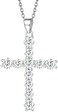 Carleen Sterling Silver Prong Setting Cubic Zirconia Cross Pendant Necklace for Women Girls with 18 Inch Sterling Silver Chain