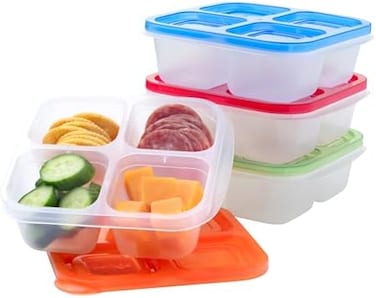 علب تخزين الوجبات الخفيفة Bentgo Easyboxes ذات 4 أقسام - طقم من 8 قطع مع 4 صواني و4 أغطية مصممة خصيصًا للحفاظ على النضارة - قابلة لإعادة الاستخدام - علب بينتو لتحضير الوجبات خالية من مادة BPA (كلاسيكي
