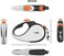 TUG 360&deg; Anti-Tangle Retractable Lead for Dogs, 5 Metres Strong Nylon Band/Tape (Medium, White/Orange