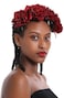 June Bloomy Rose Floral Crown Garland Flower Headband Headpiece for Wedding Festival (Dark Red
