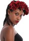 June Bloomy Rose Floral Crown Garland Flower Headband Headpiece for Wedding Festival (Dark Red
