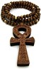 Fashion 21 Egypt Key of Life Ankh Pendant 8mm 36" Wooden Bead Necklace in Black, Brown Tone